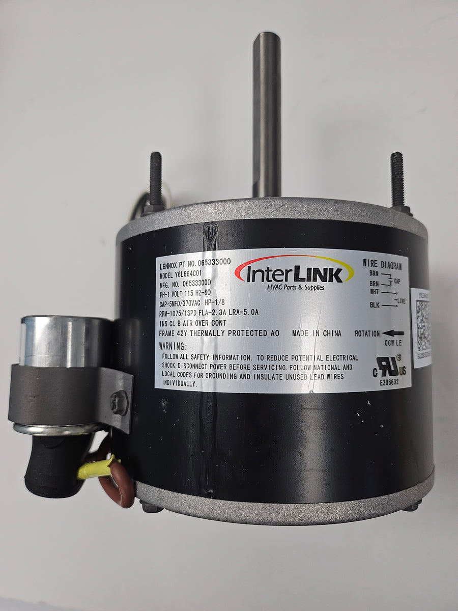 lennox ac unit fan motor LENNOX 1/8HP 115V 1075RPM 2.3A 60HZ BLOWER MOTOR CCWLE 48Y FRAME 06533 –  Pro North Heating Inc