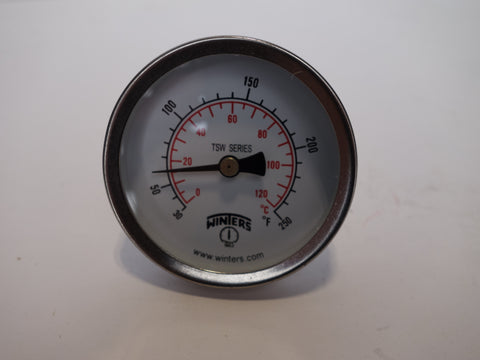 WINTERS THERMOMETER 1/2" NPT BACKMOUNT 30 TO 250 F/C