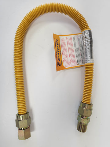 24" GAS APPLIANCE FLEX YELLOW COATED STAINLESS STEEL 1/2" CONNECTOR